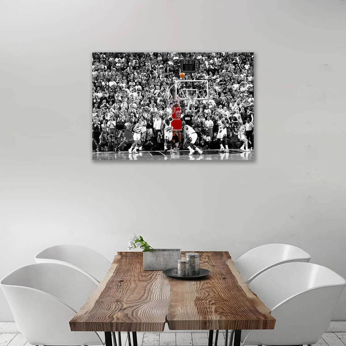 El último Disparo De Michael Jordan En 1996 Pintura De Lienzo De Arte De Pared Fan Impresión De Póster Cuadro De Pared Para La Decoración De La Sala De Estar (Art-3,50_x_70_cm(Con marco))