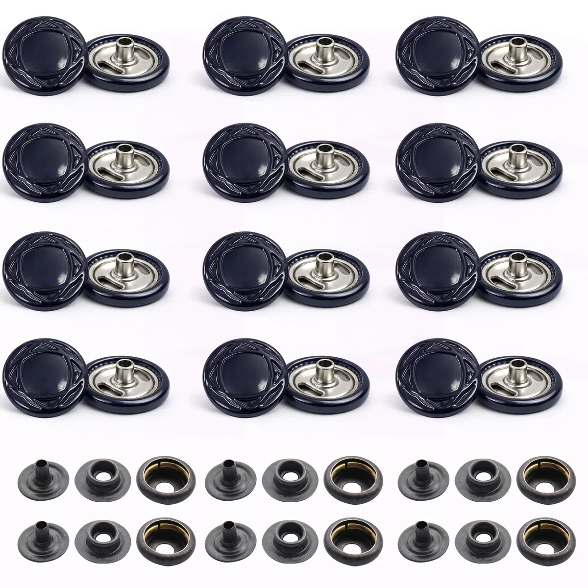 Trimming Shop 15mm Botones a Presión 4 Partes, Resistente y Ligero Metal Cierres para Chaquetas Jeans, Cuero Manualidades, Correas y Costura Proyectos, Ropa Reparación