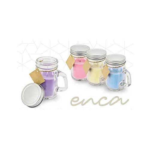 Lote de 25 Velas Aromática con Jarrita con tapa de metal - Velas para Detalles de Bodas, Comuniones, Regalos Mujeres prácticos (lila)