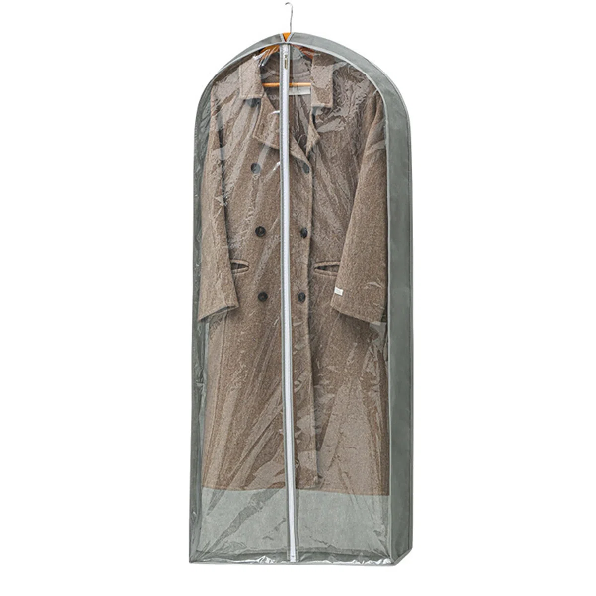 Fundas para ropa con cremallera, paquete de 2 fundas para ropa transpirables a prueba de polvo, bolsas para ropa colgantes translúcidas, fundas protectoras para abrigos, vestidos largos, gris-60