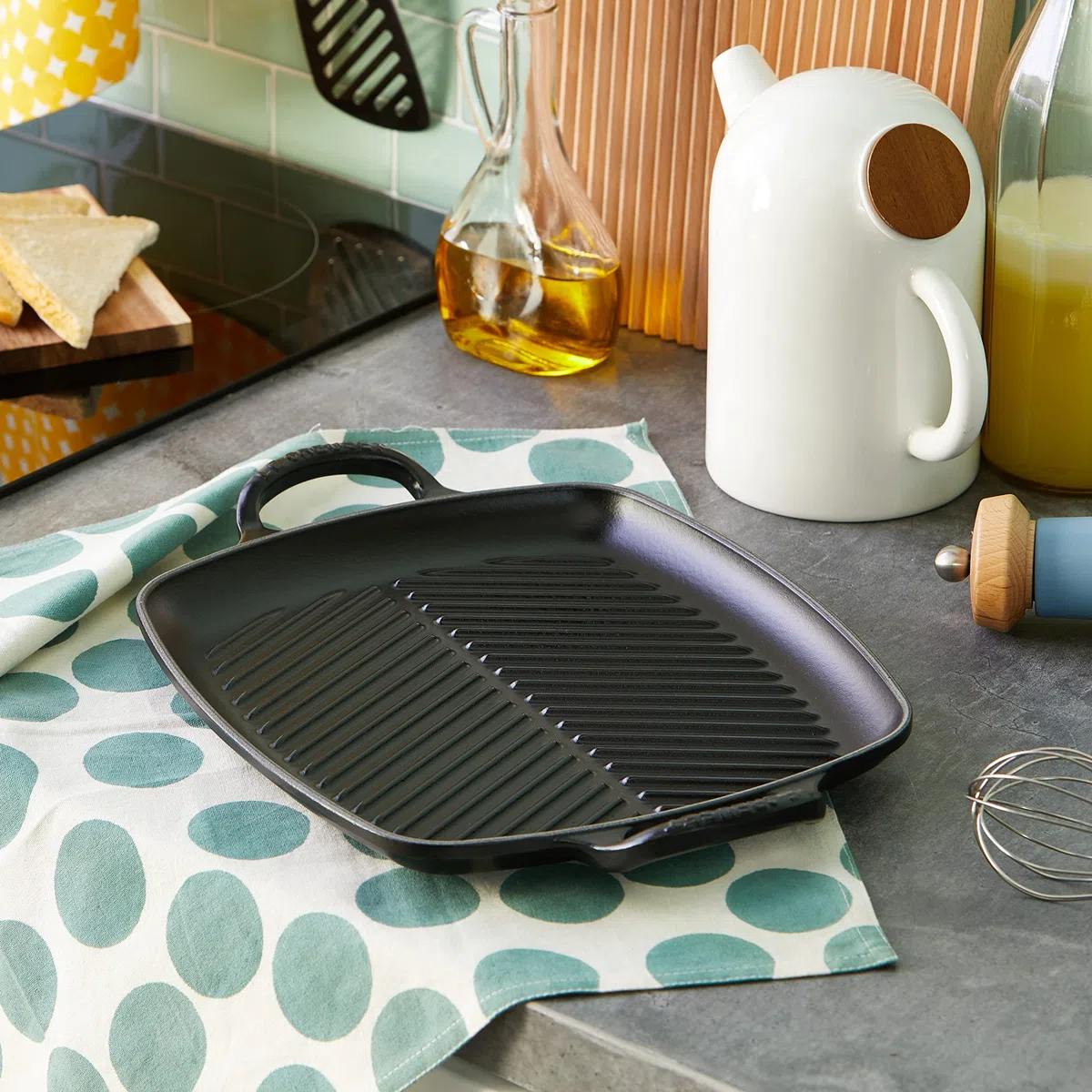 Le Creuset Parrilla rectangular alta de hierro fundido, 30 cm, Negro Mate, 20201300000422