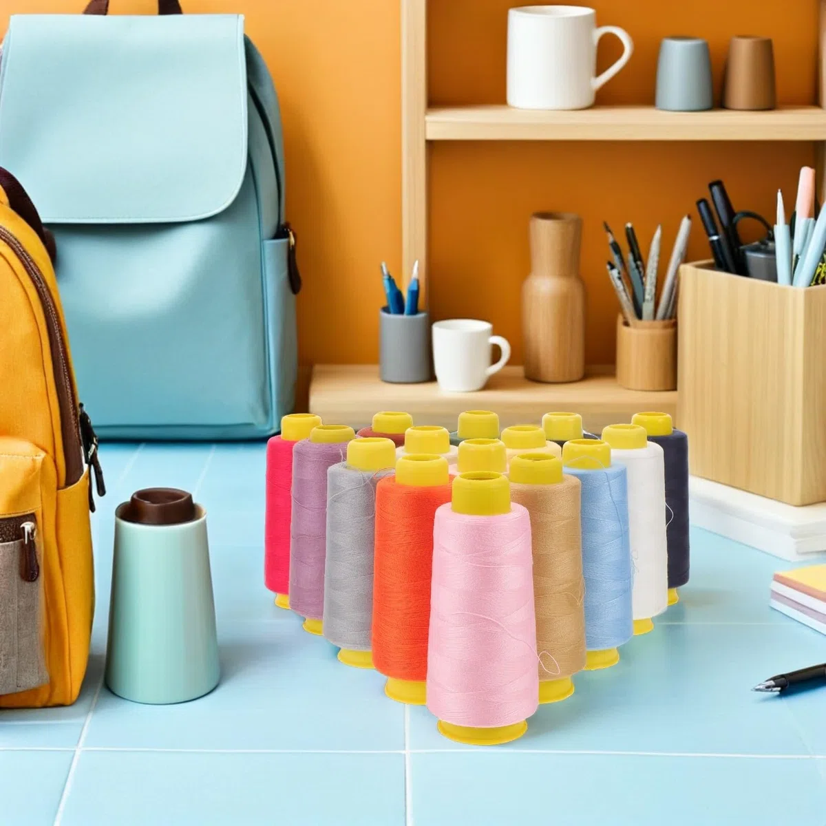 DOITOOL Carretes de Hilo de Coser de Poliéster 2000 Yardas, 16 Colores Surtidos, para Máquina de Coser, Bordado y Overlock, Kit de Hilos para Costura y Manualidades