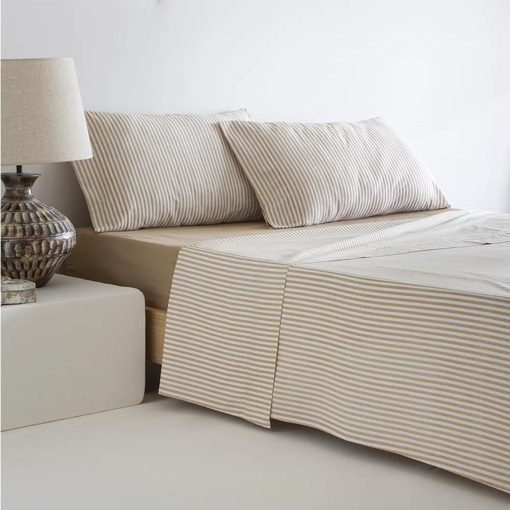 COTTON ARTean Juego de sabanas 150 ALTUBE Mostaza ALGODÓN 180 Hilos | Incluye 4 piezas: encimera, bajera ajustable, 2 fundas de almohada. Certificado OEKO-TEX