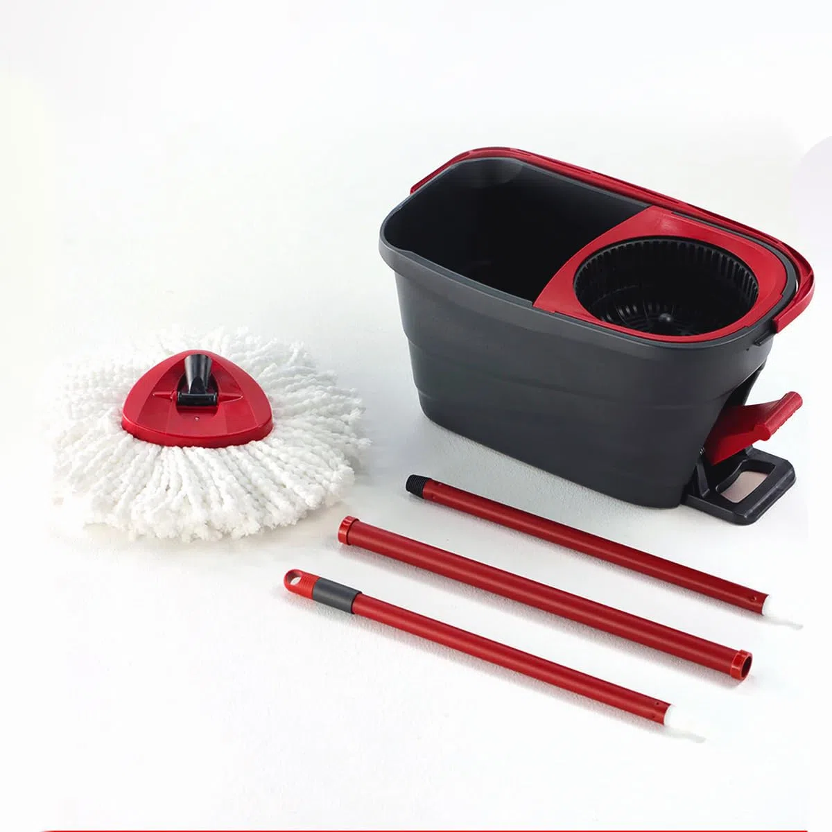 Kit de Limpieza, Escoba con Cubo de Pedal, Mango Telescópico de Fregona con Escurridor Giratorio, Fregona de Microfibra