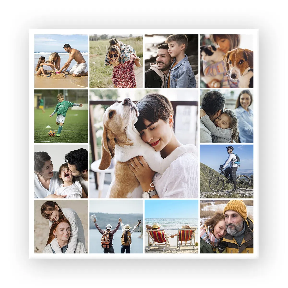 OOPS ORIGINALOOPS.COM, Lienzo collage personalizado con tus fotos. De 2 a 13 fotos, varios tamaños. Regalo personalizado. (80x80, 12+1 fotos - Cuadrado)