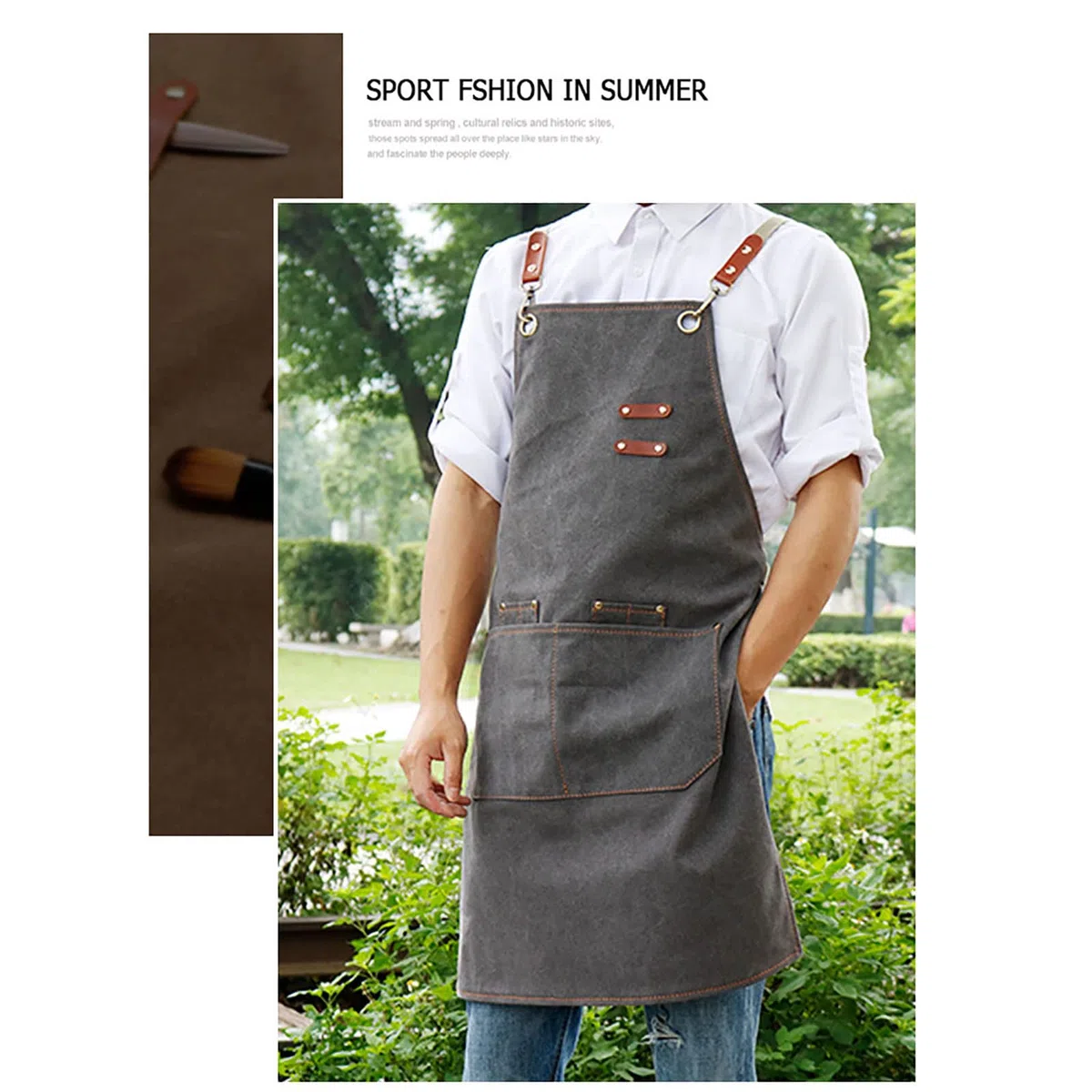 Delantal unisex con correa de hombro ajustable de cuero con bolsillos, delantal de cocina delantal de cocina delantal de cocina mujeres hombres delantal para el hogar cocina cocina repostería