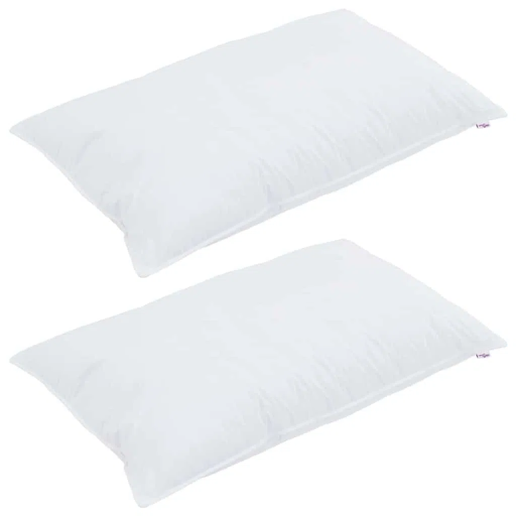 Juego de 2 almohadas de 40 x 80 cm de algodón blanco con relleno transpirable para espalda, abdomen, dormir de lado, lavables, ergonómicas, de apoyo, cómodas, suaves, fáciles de limpiar