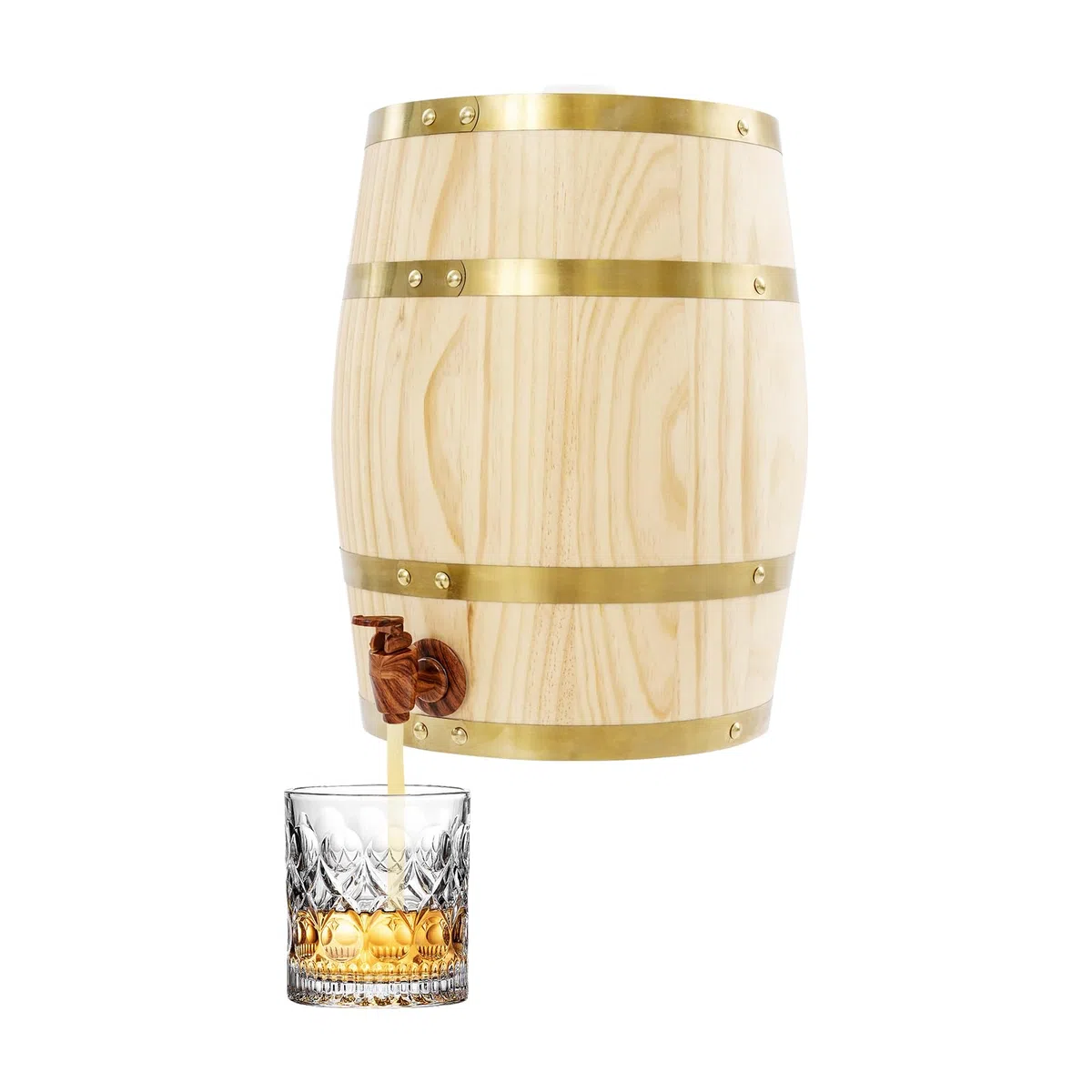 Barril de madera de pino de 10 litros con grifo – barril de vino para whisky, vino y licores, diseño de pie sin soporte, ideal para bar, restauración y almacenamiento