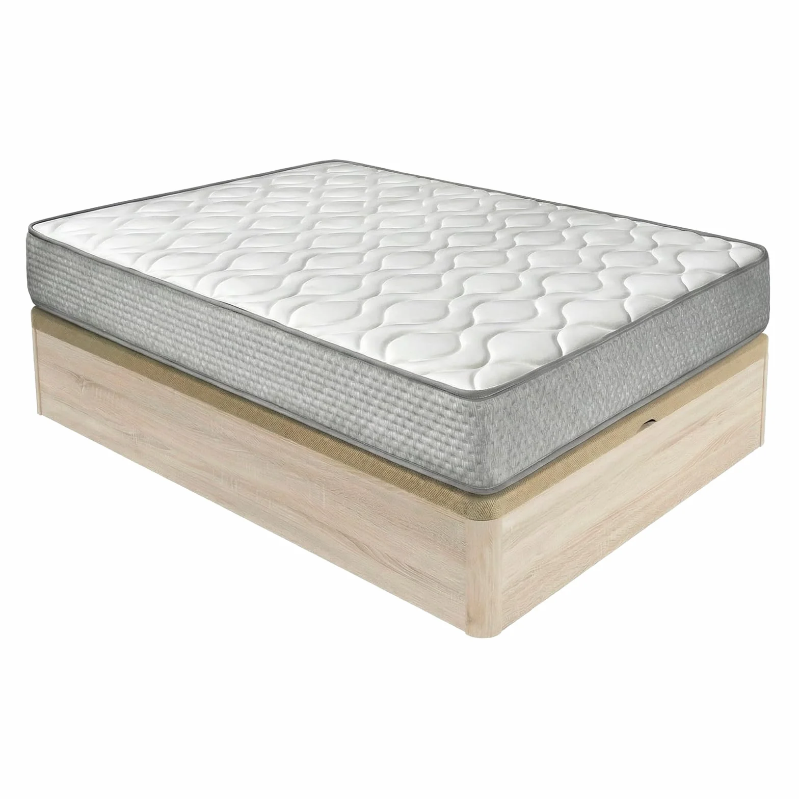 Duérmete Online - Pack Colchón Viscoelástico Marko Reversible + Canapé Madera Abatible Gran Capacidad | Color Cambria 135 x 190