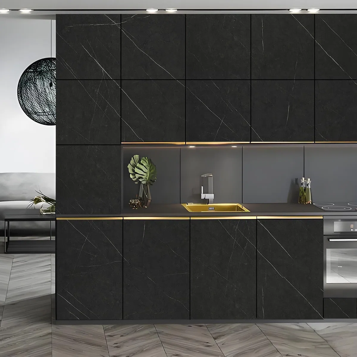 Stickyart Papel Adhesivo para Muebles Mármol Negro 90cm x 400cm Papel Pintado Autoadhesivo para Parede Extraíble Vinilo Encimera Cocina Solución Decorativa Moderna Vinilo Adhesivo Baño Impermeable