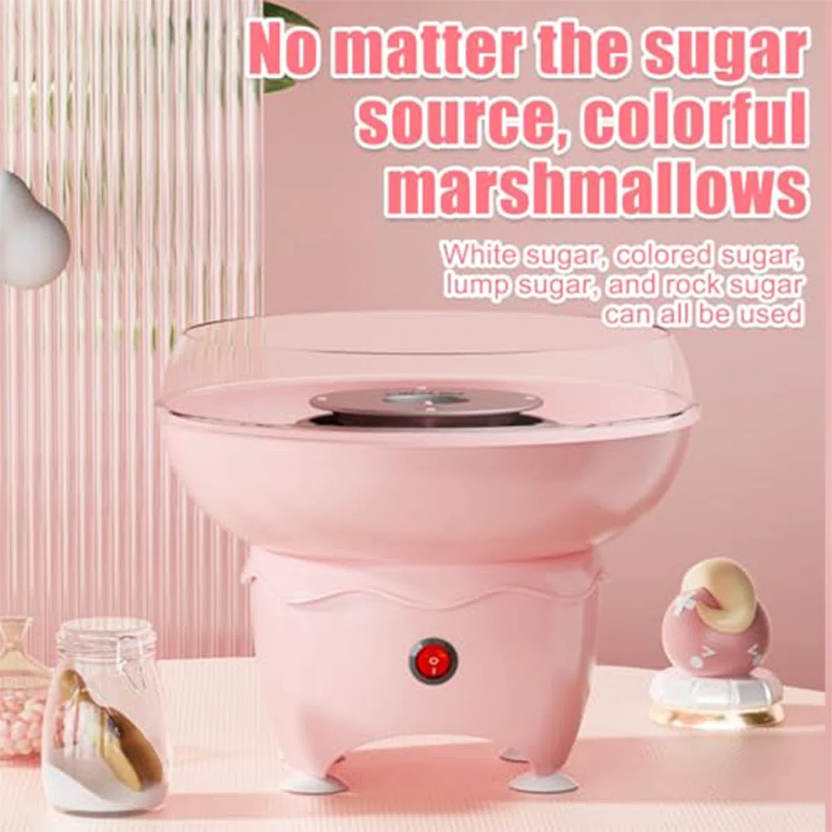 Máquina De Algodón De Azúcar, Máquina Eléctrica De Algodón De Azúcar De 400 W con Azúcar Sale En 3s, 267 MM De Diámetro Grande, Mini Fabricantes De Hilo Dental para El Hogar, Fiesta, Regalo Pink