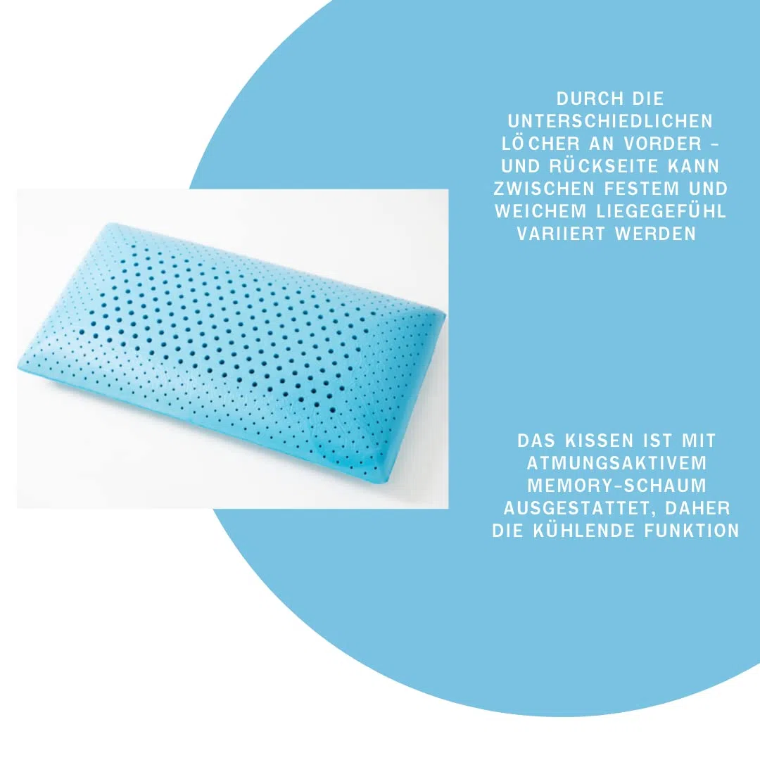 Almohada de espuma Genius eazzzy 40x80cm altura,10cm-apoyo para el cuello con 2 niveles de dureza+espuma de gel refrescante-para dormir de lado, boca arriba y abajo contra el dolor de cuello,poliéster