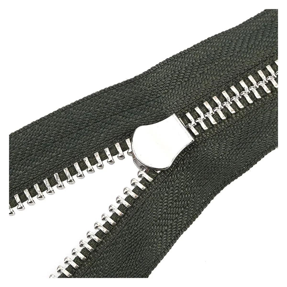 1 pieza de 30/40/50/60/70/80 cm 5# Colorido extremo abierto doble deslizador cremallera de metal plateado DIY artesanía para ropa de bolsillo de tela (rojo, 30 cm)