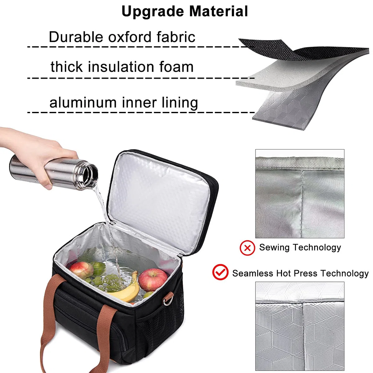 Weitars Fiambrera aislada para mujeres y hombres, doble compartimento impermeable, reutilizable, gran bolsa de almuerzo para niñas y niños, bolsa de nevera para trabajo, picnic, senderismo (15 L),