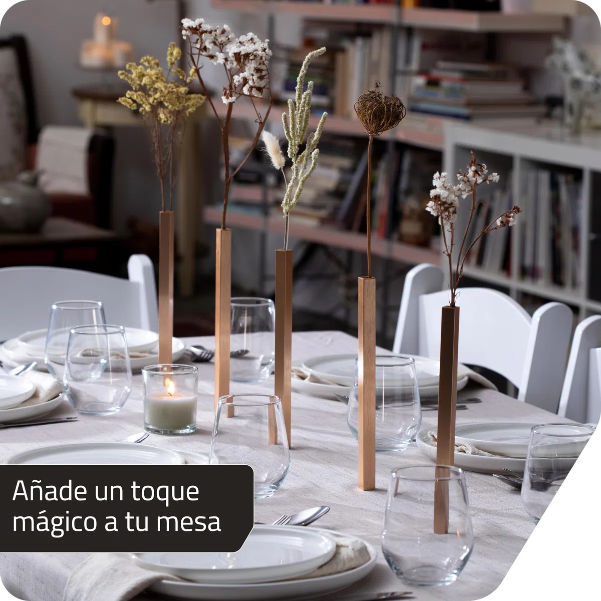 Peleg Design – Set de 5 Jarrones Magnéticos Dorados de Aluminio, Decoración Moderna para Hogar y Jardín, Ideal para Flores Reales o Artificiales (Dorado)