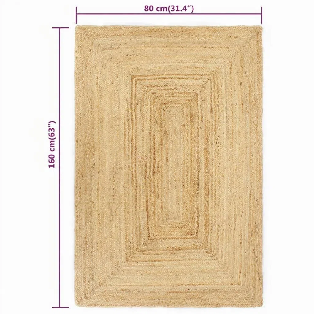 vidaXL Alfombra Hecha a Mano de Yute Natural Decoración Casa Hogar Salón Comedor Moquetas Tapiz Felpudo Estera Habitaciones Cubresuelo 80x160 cm