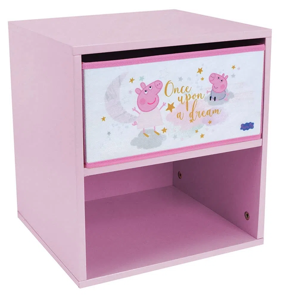 Fun House Infantil 713497 Peppa Pig - Mesita de Noche con cajón H.36 X L. 33 x 30 cm, Color Blanco