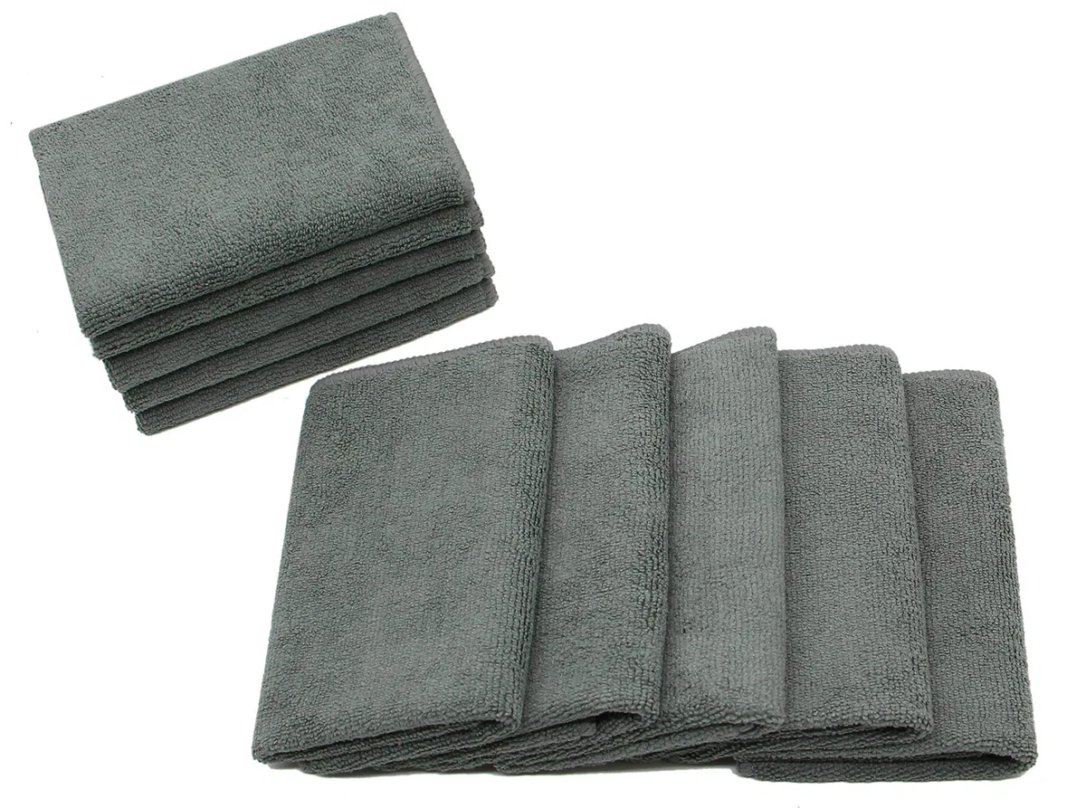 Paños de Microfibra Ultra absorbentes para Lavar Platos, paño de Limpieza de Secado rápido, 12 x 12 Pulgadas, Paquete de 10 Unidades, Color Gris