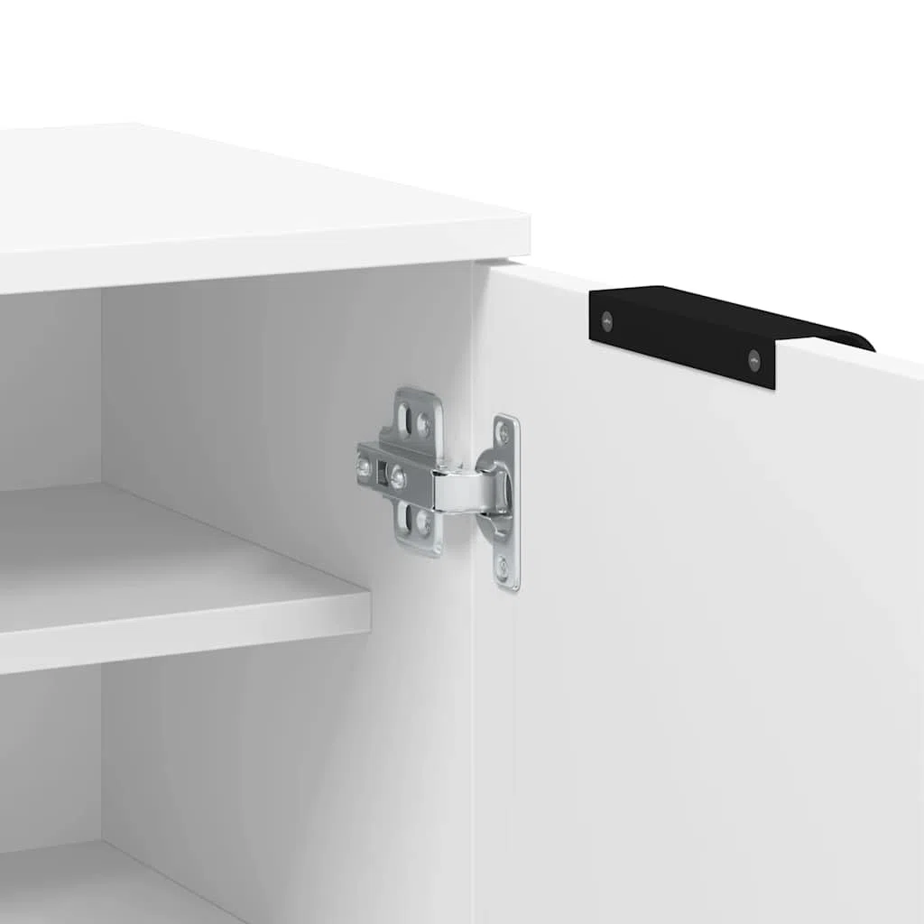vidaXL Mueble Zapatero Armario Estantería Pasillo con Puertas Organizador Pared Adornos Jarrones Decoración de Madera Contrachapada Blanco
