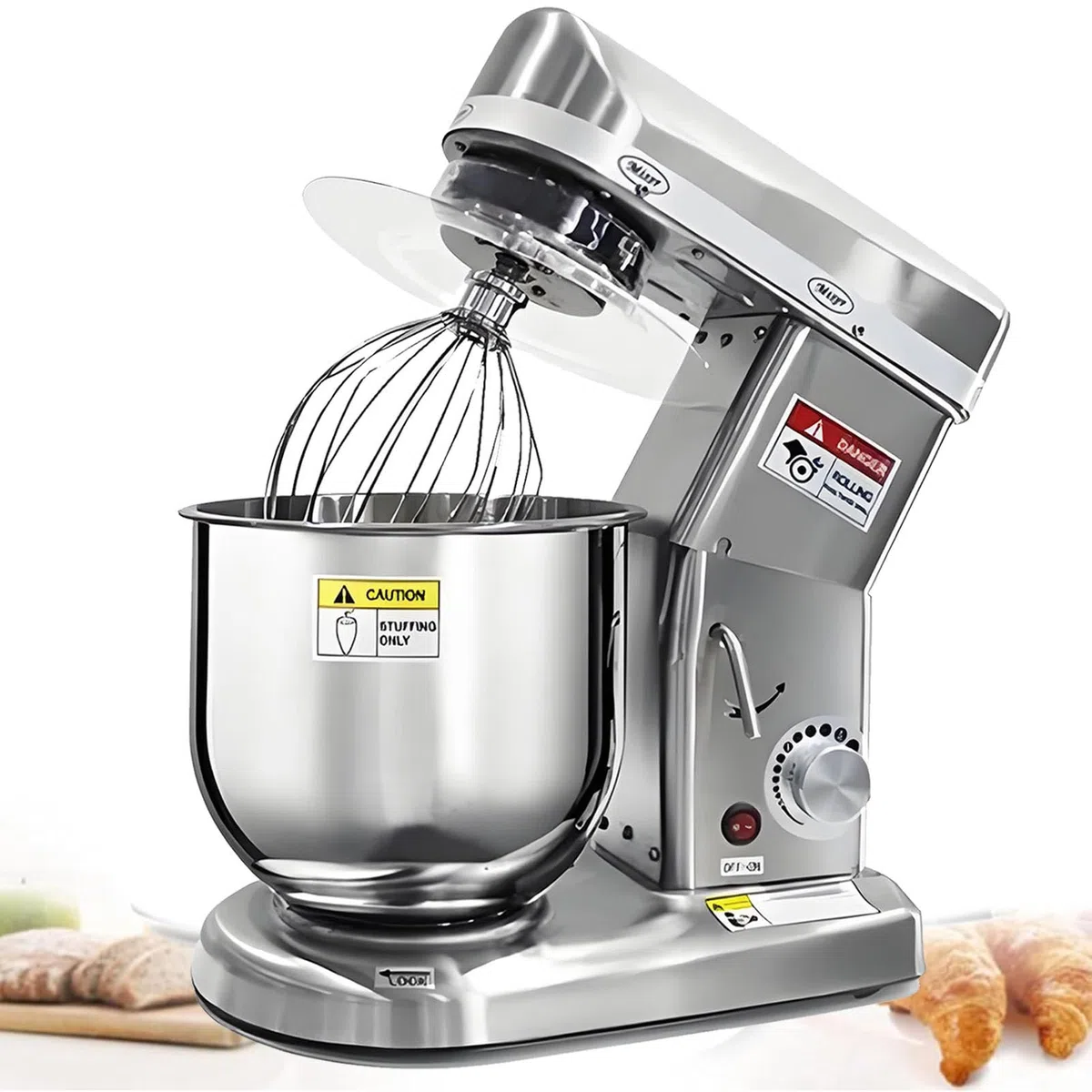 Batidora Industrial de Alimentos, batidora de pie de Gran Capacidad de 5/7/10 litros, con Gancho amasador + Gancho Mezclador + batidor de Huevos, para escuelas, panaderías StainlessSteel-5L