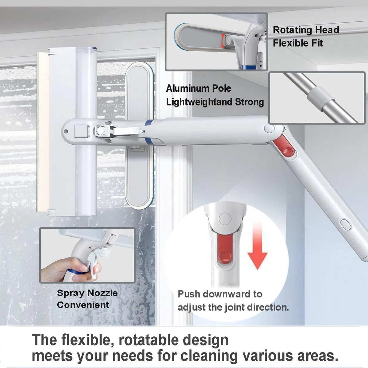 Limpiacristales con Pulverizador de Ventanas con Depósito de Agua Residual Limpiacristales en Spray de Doble Cara Adecuado para Múltiples Escenarios