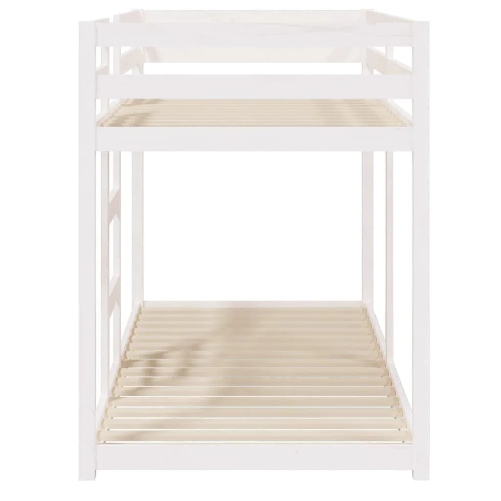 vidaXL Litera Cama Individual Doble Mueble Dormitorio Escalera Barandillas Protección Juvenil Niños Infantiles de Madera Maciza de Pino Blanca