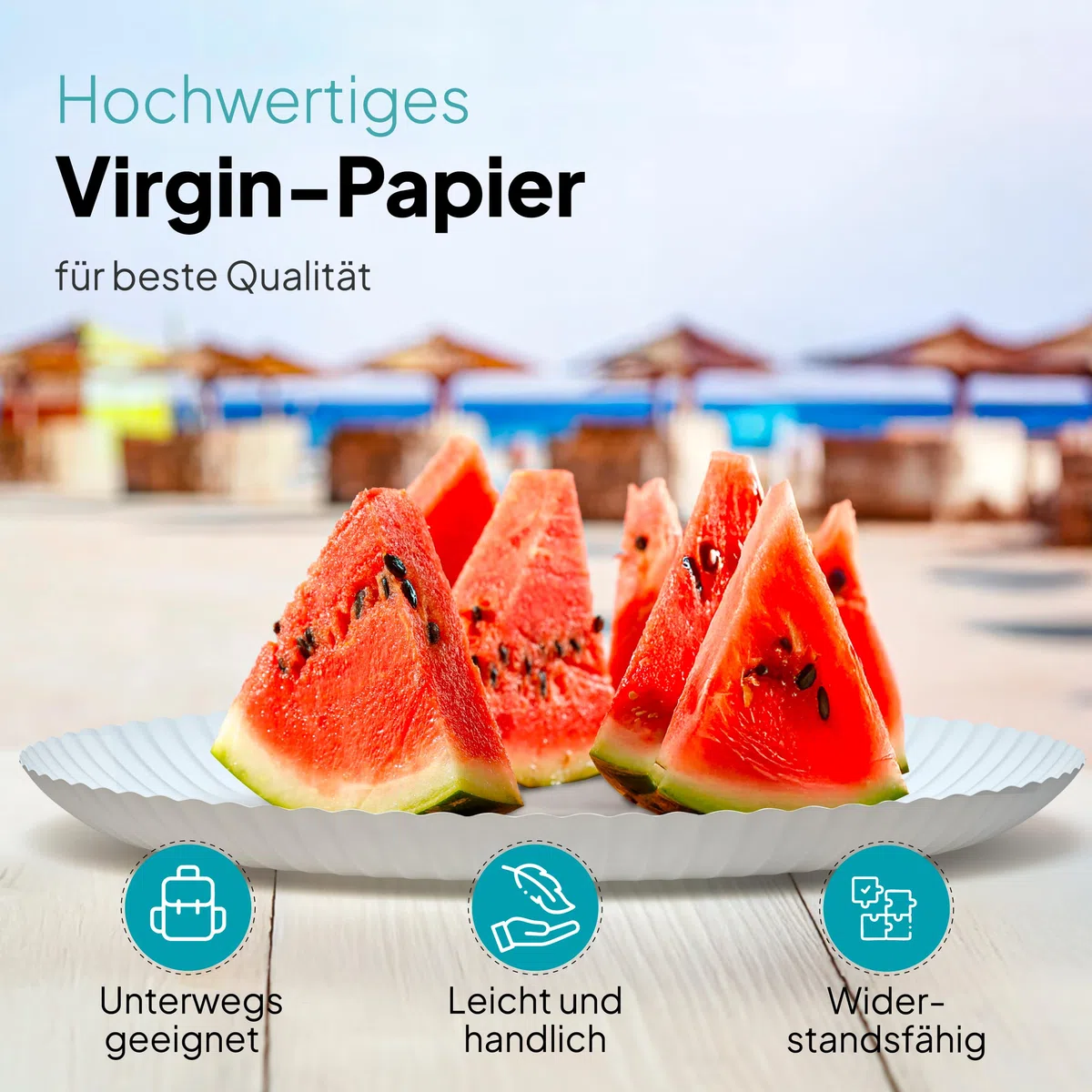 Commerline 200 Unidades Platos Redondos de Papel de 38 cm de Diámetro | Platos Desechables para Tartas, Fiestas y Aperitivos | Vajilla Desechable para Comida