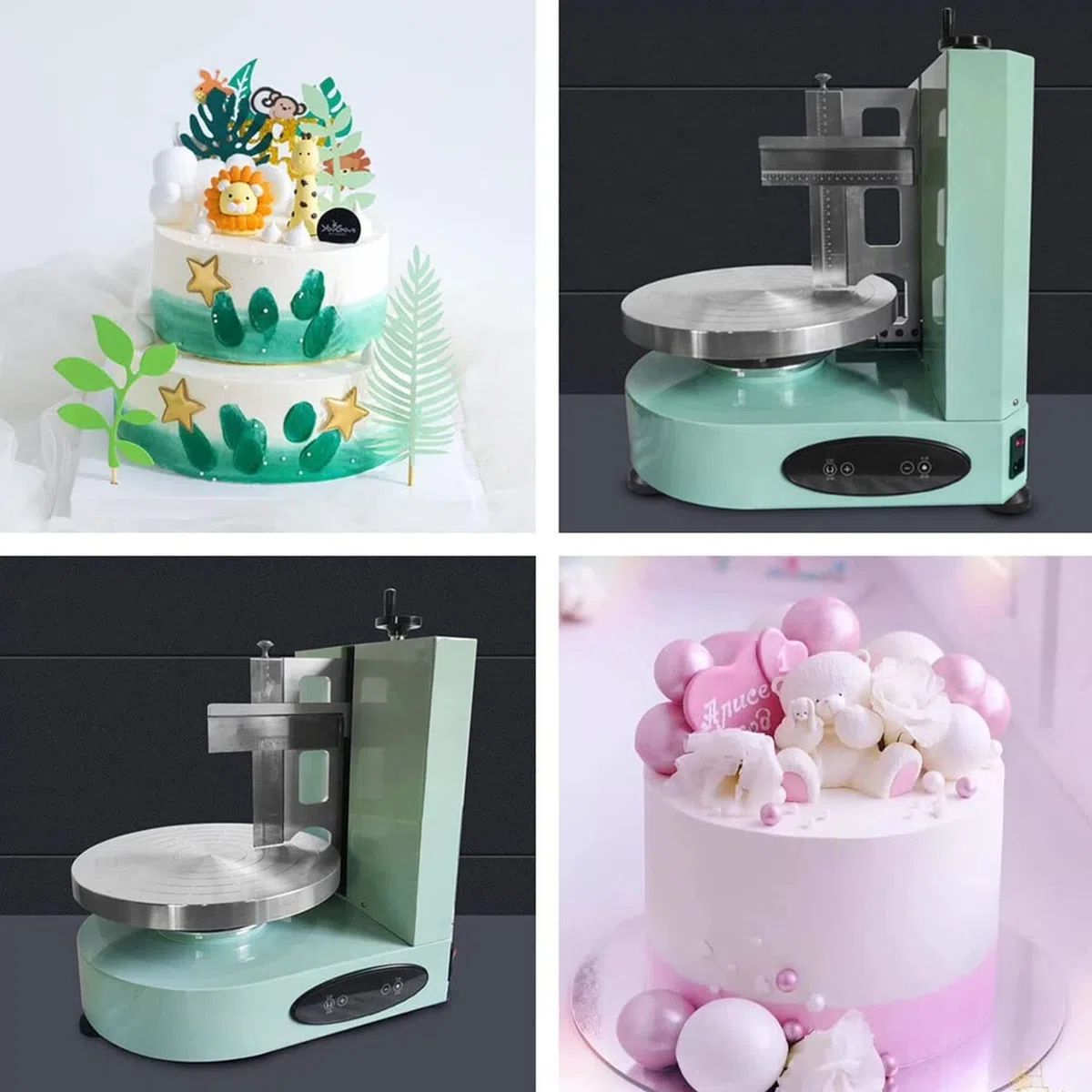 Máquina Semiautomática Formación Hielo para Tartas Cumpleaños, Nivelador Tartas, Esparcidor Decoración Crema, Máquina Alisadora, Raspador Tartas Ajustable 4 A 12 Pulgadas