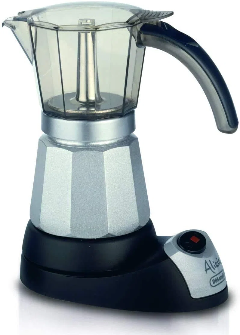 De'Longhi EMKM 6 Alicia - Cafetera Moka Eléctrica, 550 w, Capacidad 6 Tazas, Función Autoapagado, Base Giratoria, Negro y Plata
