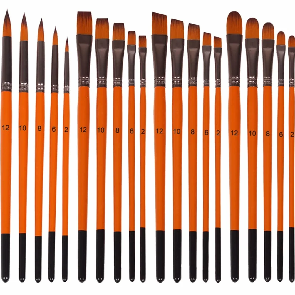 XBTGS Juego de 5 pinceles de pintura al óleo, pelo de nailon, pintura acrílica, pincel de pintura para manualidades, acuarela, para artistas, pintores, principiantes, naranja-E, naranja-E