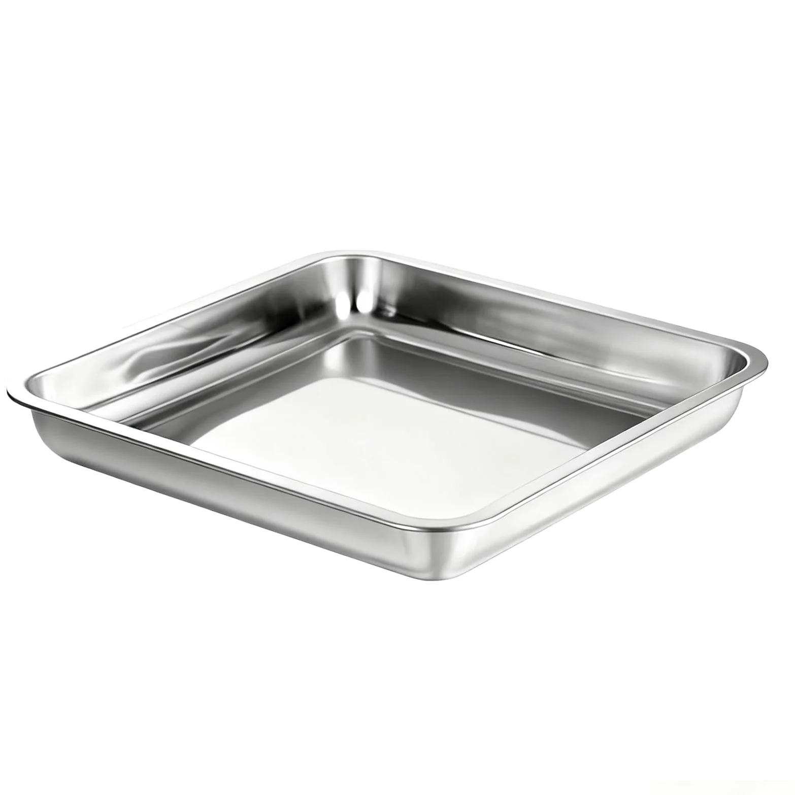 Bandeja Acero Inoxidable para Alimentos, Bandeja Antideslizante, Tray Gruesa, Reutilizable, Multiusos para el Hogar(45x45x5cm/18x18x2in)