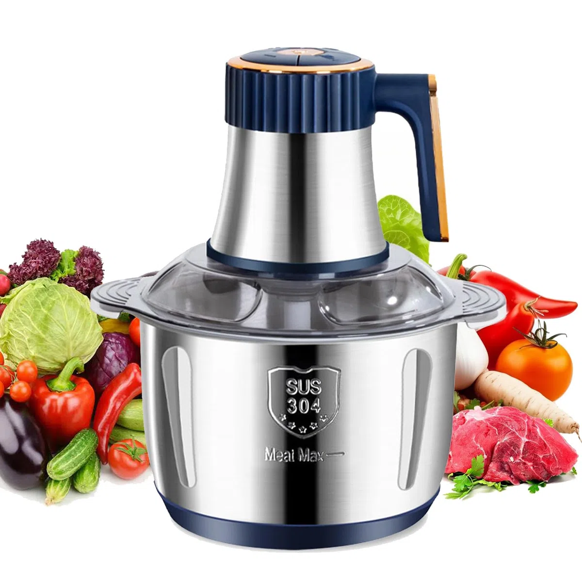 Picadora eléctrica de carne de 500 W, 5 L, mini picadora de alimentos con 6 cuchillas, 5 velocidades, para cocina, alimentos para bebés, comidas para mascotas