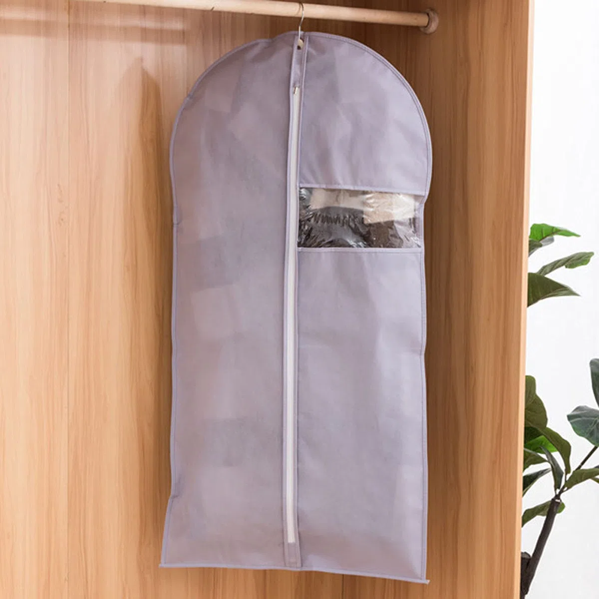 Bolsas para Ropa para Ropa, 6 Piezas Bolsa Protectora para Fundas de Ropa No Tejidas con Cremallera y Ventana Transparente, Bolsas para Fundas de Vestir a Prueba de Humedad para Traje, Abrigo, C