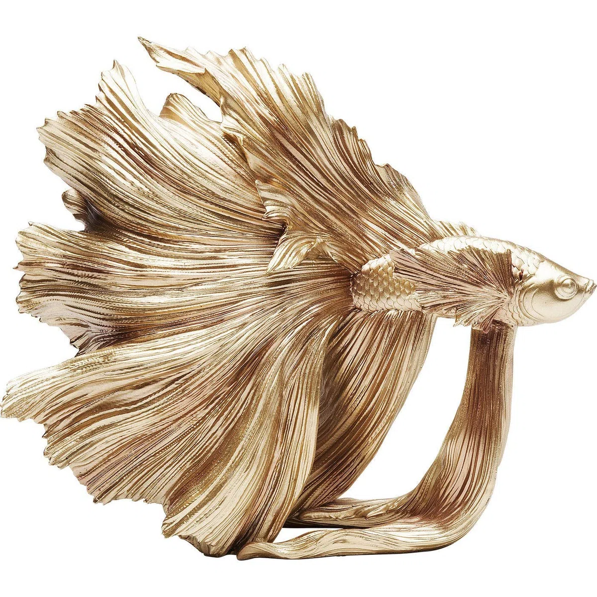 Kare Design Figura decorativa Betta Fish, oro, 32x35 cm | Hecha a mano, aspecto brillante, pez decorativo, elegante idea de regalo, para el salon