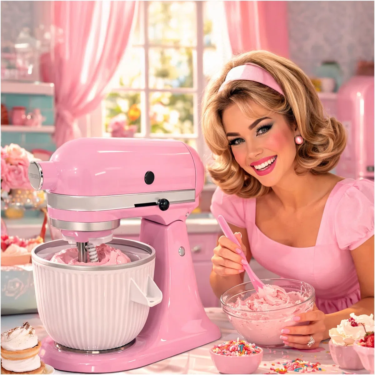 Accesorio para Máquina de Helados para KitchenAid Batidora – Compatible con Modelos 4.5QT, 5QT y 6QT Tilt-Head y Bowl-Lift – Cuenco de 1.9L para Helado, Sorbete, Gelato y Yogurt Congelado