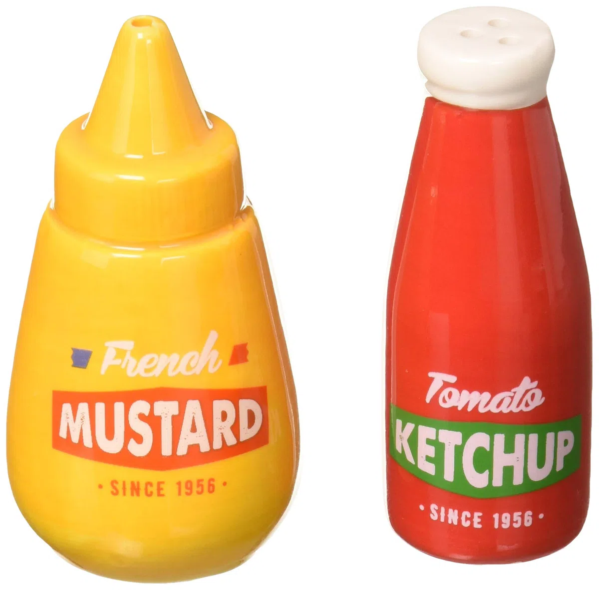 Abbott Collection Ketchup&Mustard Salt & Pepper-10.16cmH, 4" de alto, Ketchup y Mostaza