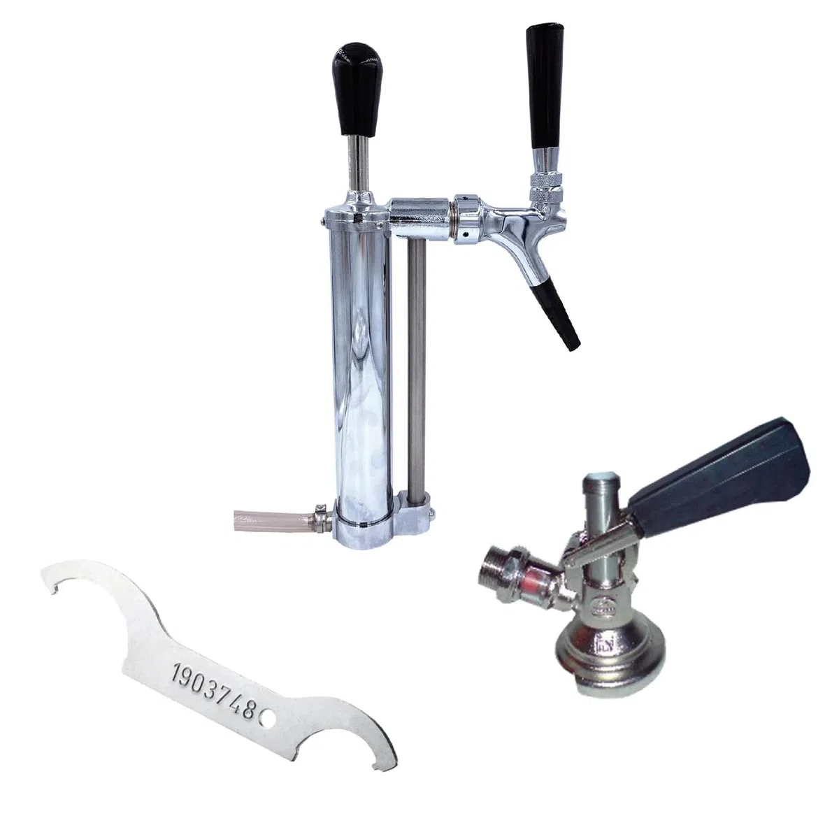 Kit completo bomba de cerveza picnic con grifo pistón 3/4, salida CO2, cabezal cesta - dispensador portátil para barriles type S