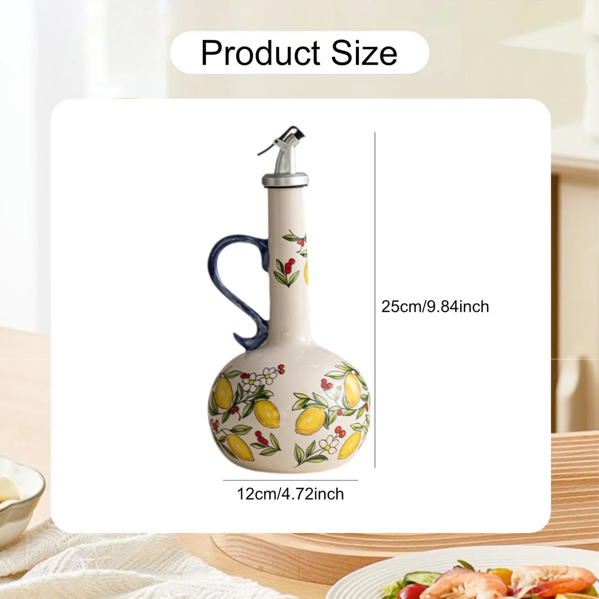 Botella Dispensadora Aceite Vinagre Cerámica Oliva Tarro Moderno Creativo Diseño Vertido Fácil Contenedor Líquidos para Cocinar Servir Hogar Restauran, Amarillo, Individual