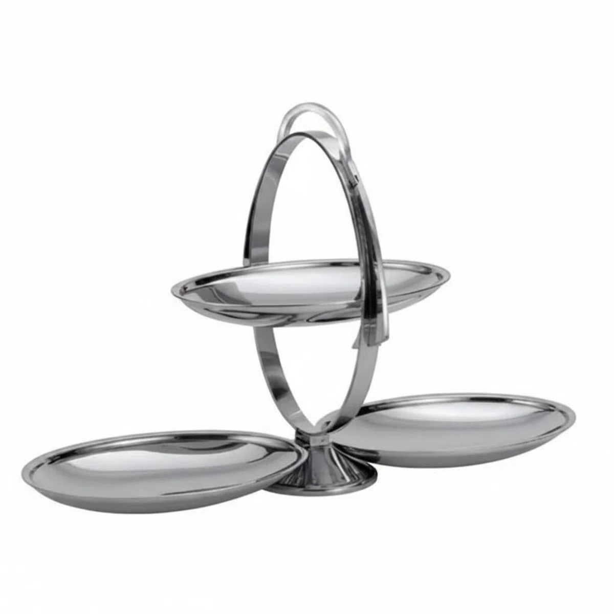 Bandeja de Acero Inoxidable con Compartimentos para Servir Alimentos Frescos Tapas Platos Pequeños y Repostería Estructura Compacta Plegable Adecuada, 20-10-28cm, Cerrado