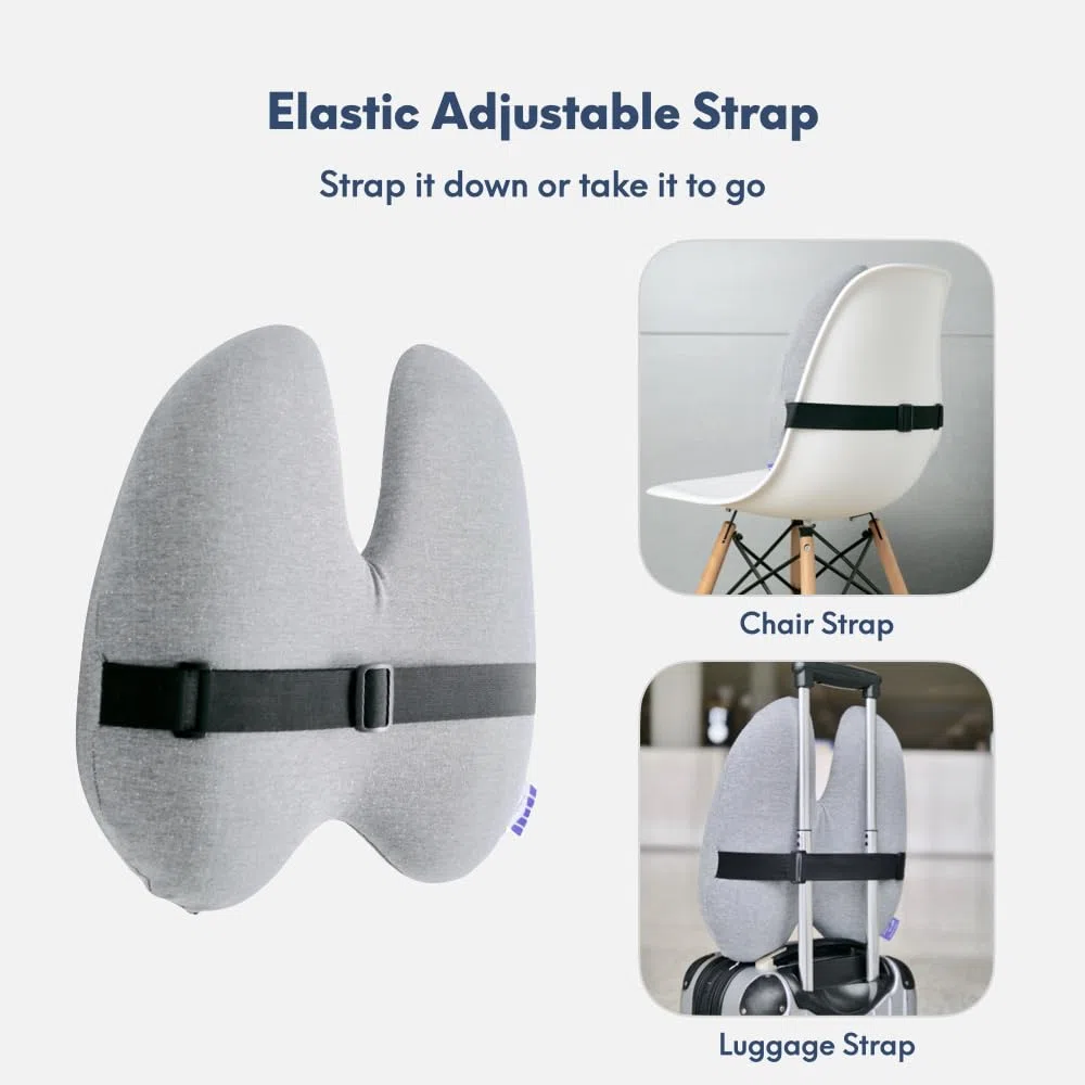 Cushion Lab - Almohada lumbar extra densa, soporte ergonómico patentado para espalda multiregión para aliviar el dolor de espalda baja, cojín de apoyo lumbar con correa para silla de oficina, coche,