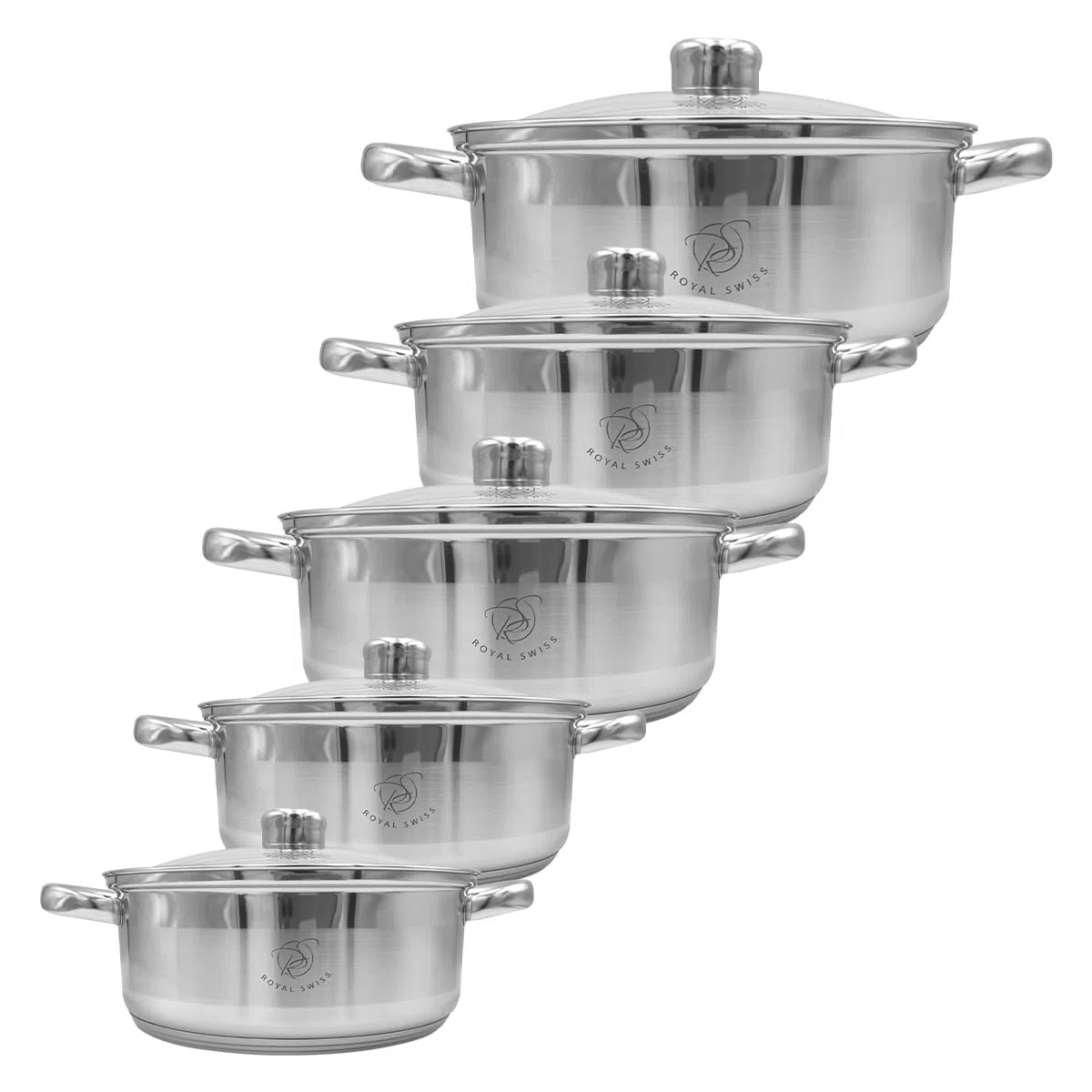 Juego de 5 ollas de acero inoxidable – Royal Swiss