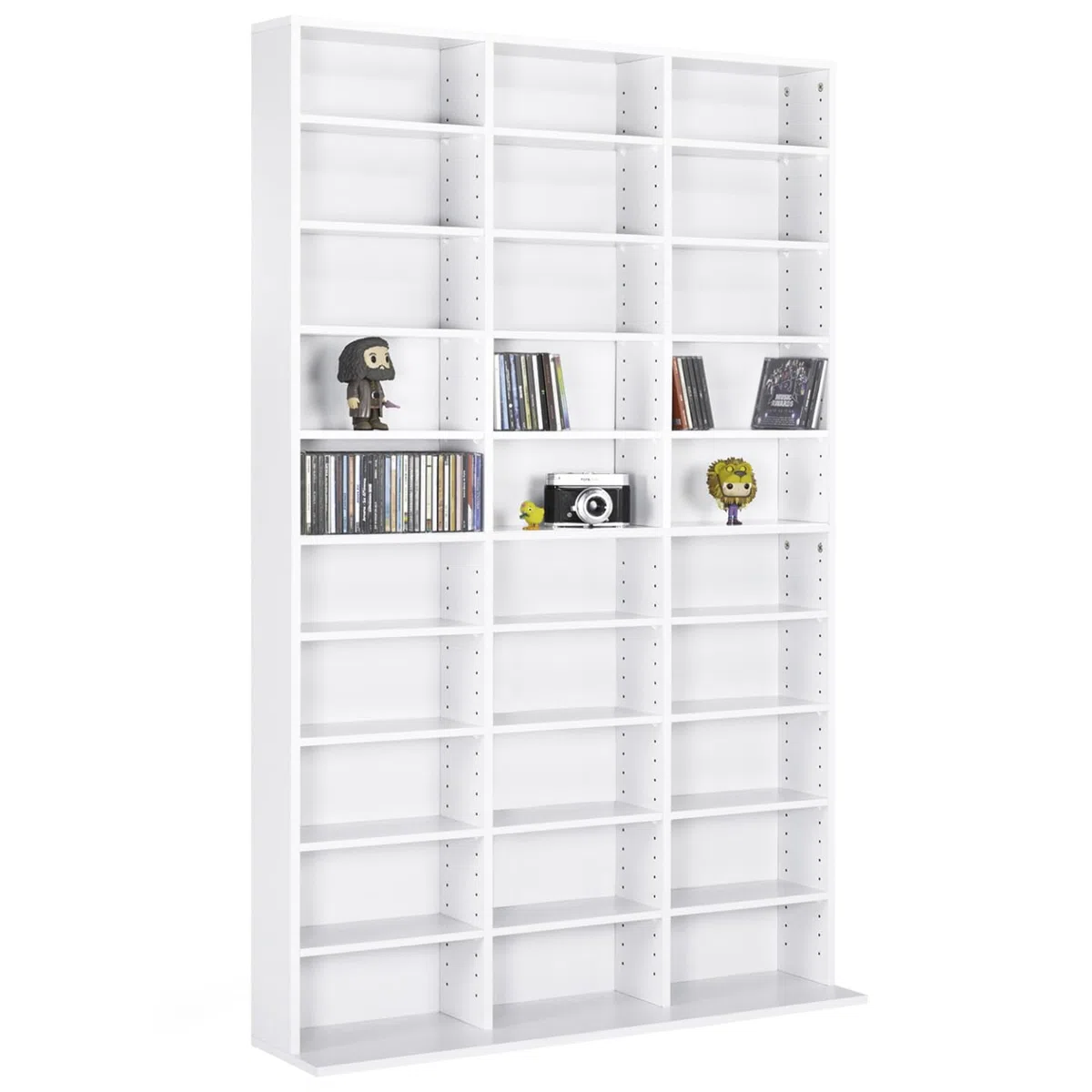 IDMarket – Estantería CD CEYLIA 30 Cajas con estantes modulares Madera Blanco
