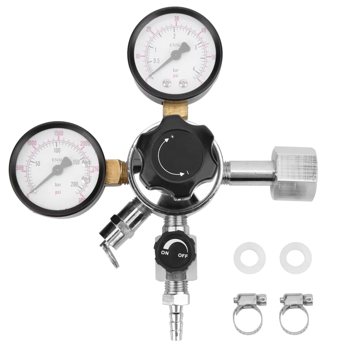 Regulador de Presión CO2 para Barril, Doble Manómetro Reductor de Presión Barril de Cerveza para Grifos Elaboración de Cerveza Dispensador de Cerveza