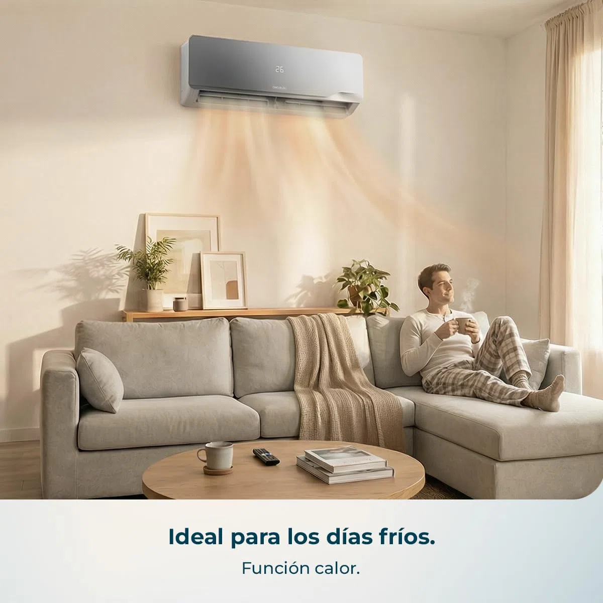 Cecotec Aire Acondicionado Split AirClima 12000 Wind Connected. Inverter, 12000 BTU, Bomba de Calor, 5 Modos, Clase A++; Deshumidificador 21,6 L/día, Pantalla LED, Temporizador 24h, Filtro Lavable