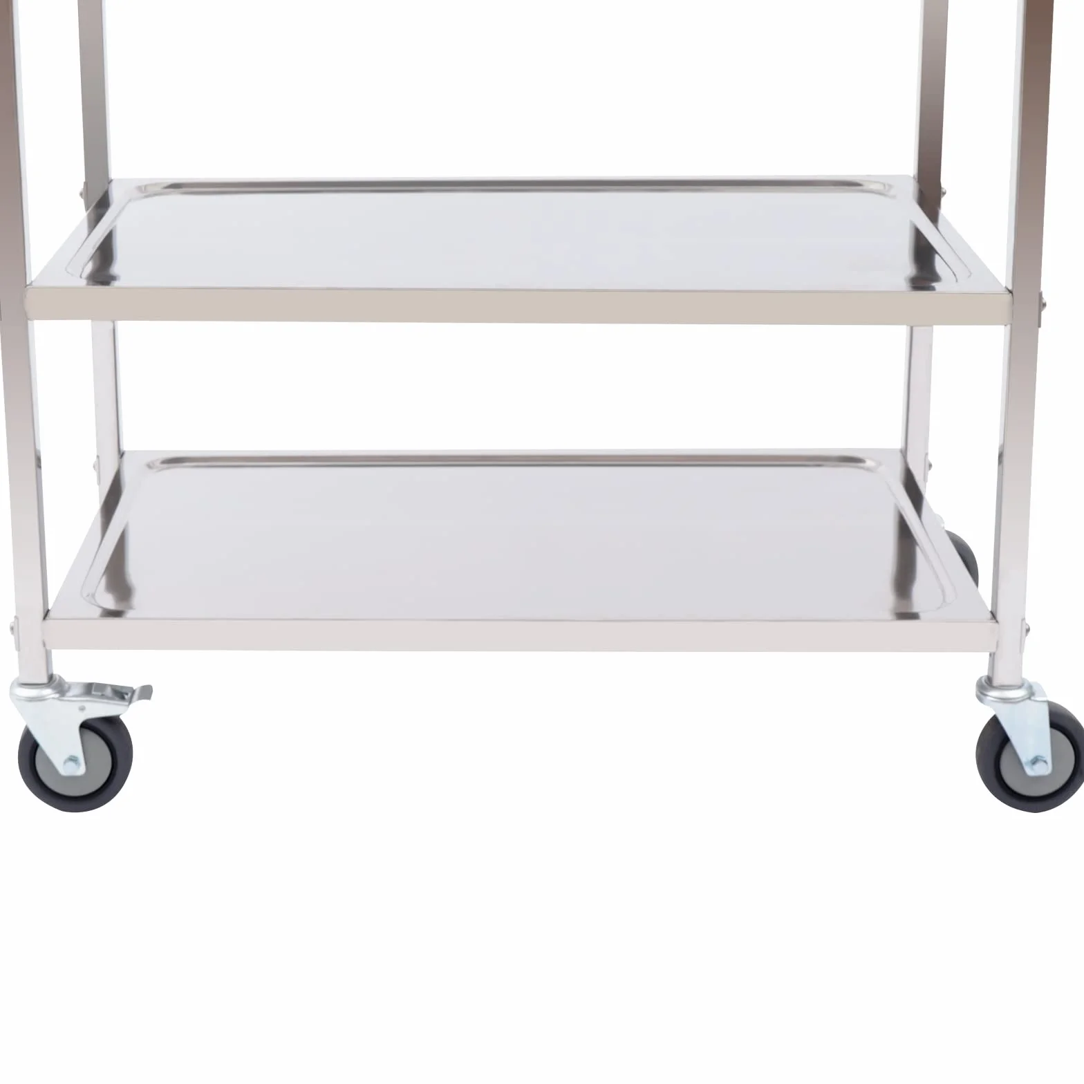 Carro de servicio de 3 niveles, 85 x 45 x 90 cm, acero inoxidable con freno, carrito de metal, restaurante, hotel, escuela, oficina, cocina, carrito