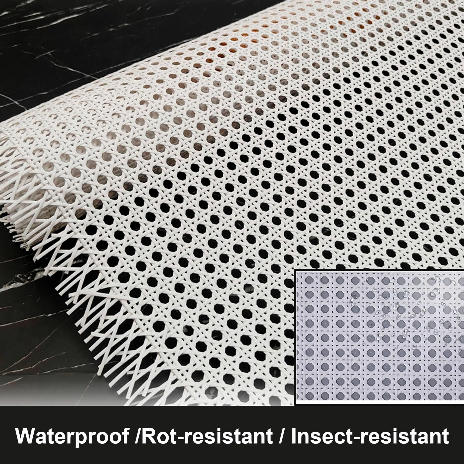 Blanco Correas de Caña Ratán Rollo PE,Rejilla de Mimbre Plástico Trenza Vienesa,Hoja de Tela de Bastón por Metros,Tejido de Caña para Silla Gabinete Decoración del Hogar(60cmx2.5m)
