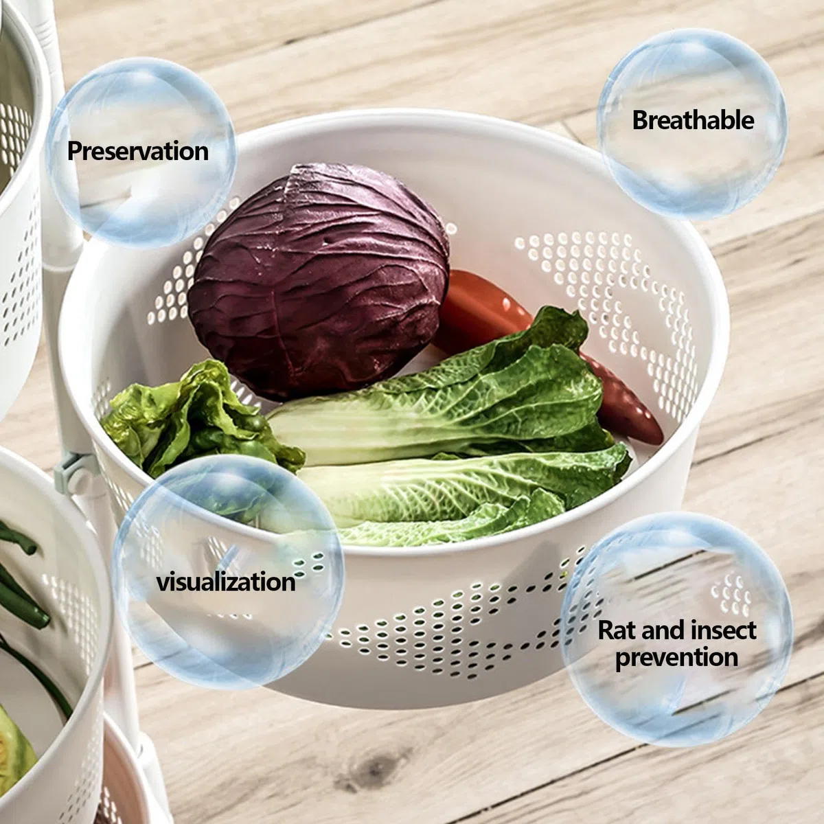 Estantería de almacenamiento giratoria de cocina - de almacenamiento para | verduras multicapa | Organizador de estantes para almacenamiento de alimentos | Cómodo almacenamiento para cocina, sala