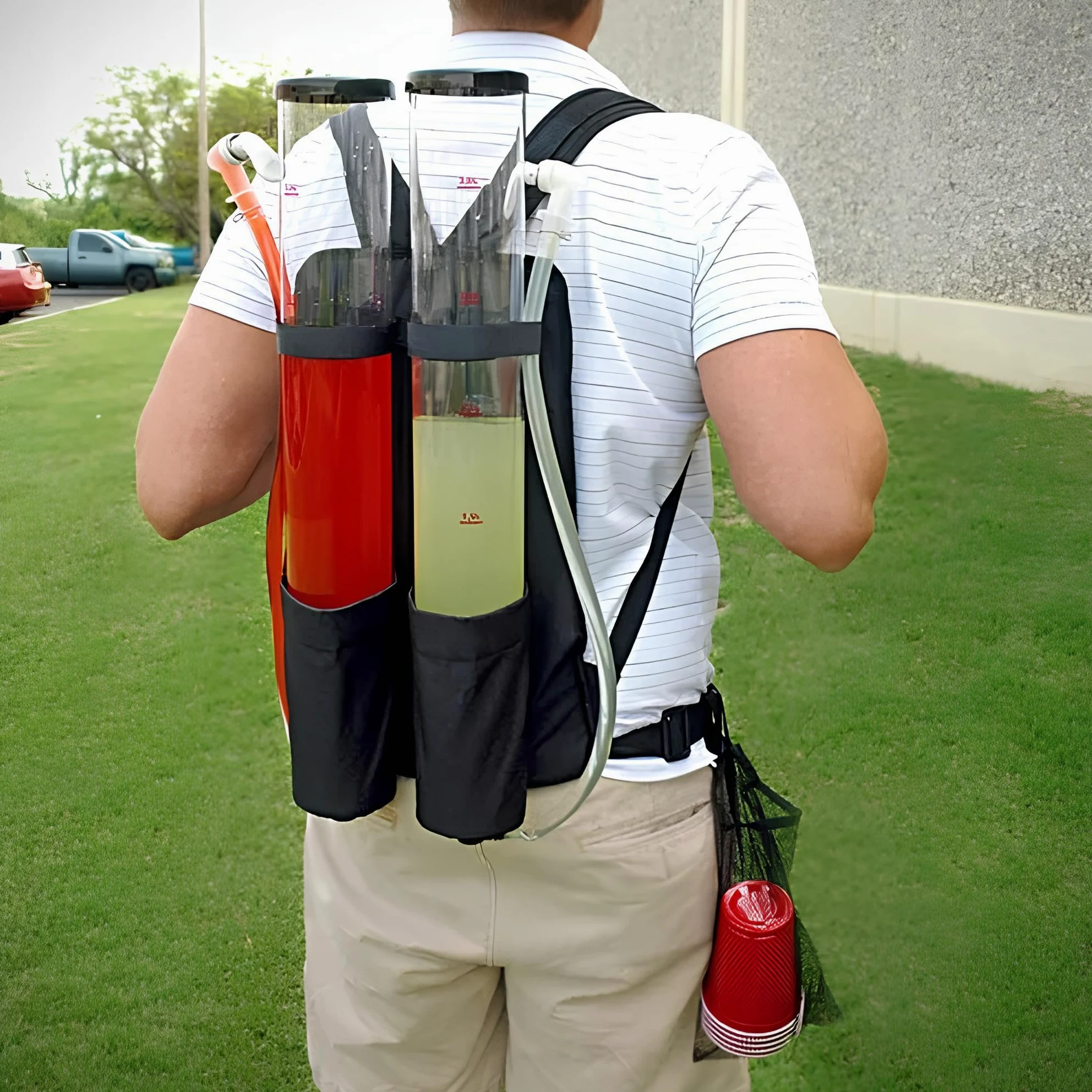 Mochila dispensadora de bebidas 6L (2x3L) - Sistema portátil para servir cócteles en fiestas y eventos