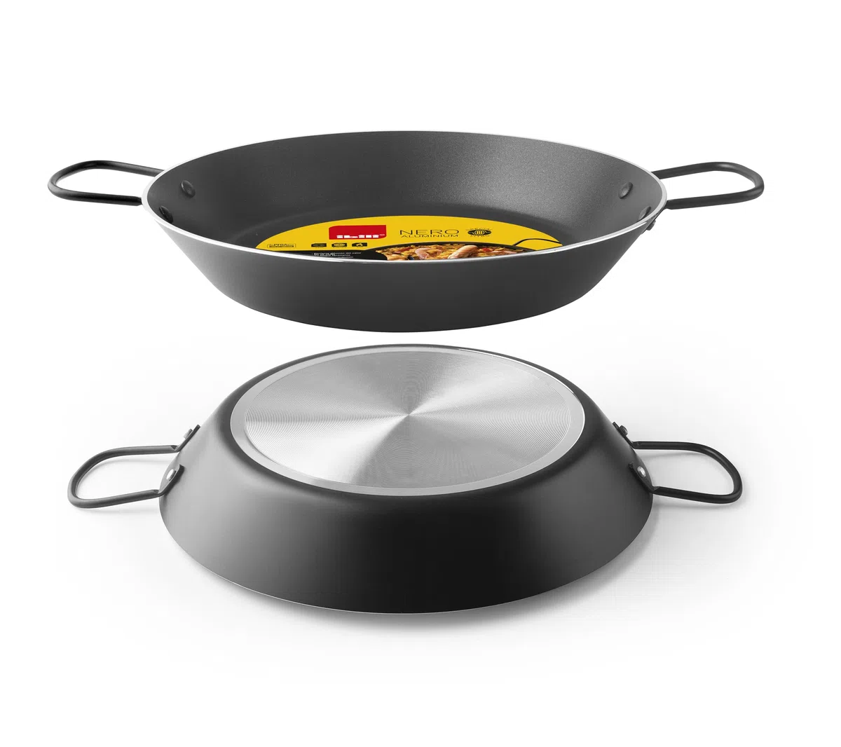 IBILI - Paellera Nero - 50 cm - Aluminio - Antiadherente - 14 raciones