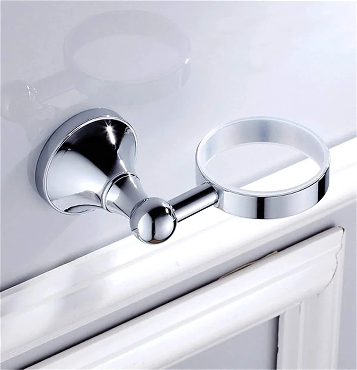Portavasos para cepillos de Dientes， Soporte Moderno for Cepillo de Dientes Plateado Brillante con Taza de cerámica, Accesorios de baño de latón for Montaje en Pared, perforación(Bronze)